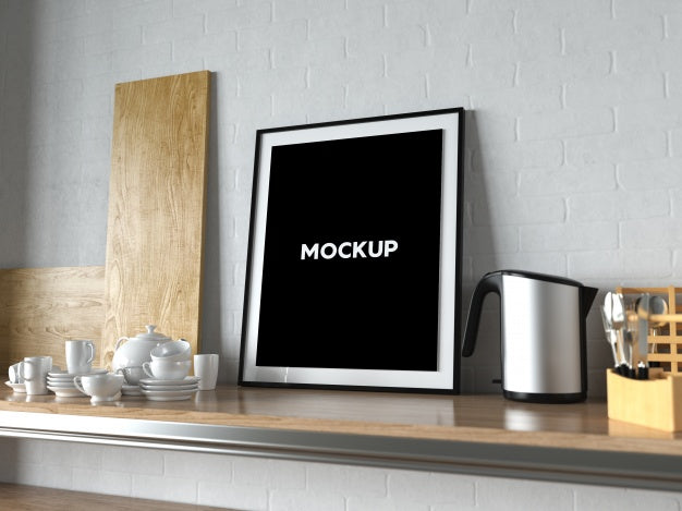 Frame In A Kitchen Mock Up Design Psd