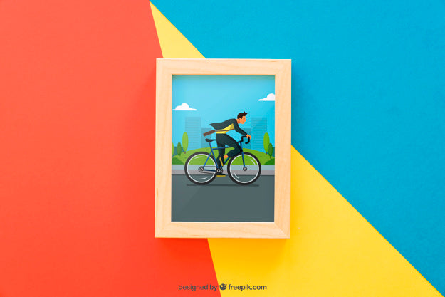 Frame Mock Up On Colorful Background Psd