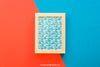 Frame Mock Up On Red And Blue Background Psd