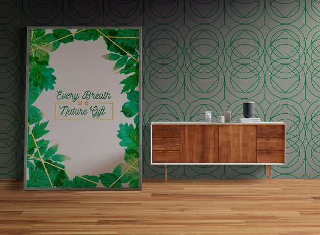 Frame Mock-Up On Room Floor Psd