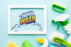 Frame Mock-Up With Hygiene Products Psd