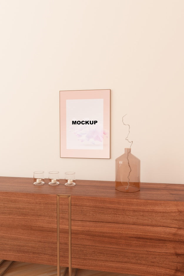 Frame Mockup Above Cupboard Psd
