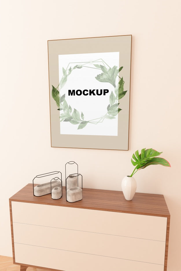 Frame Mockup Above Cupboard Psd