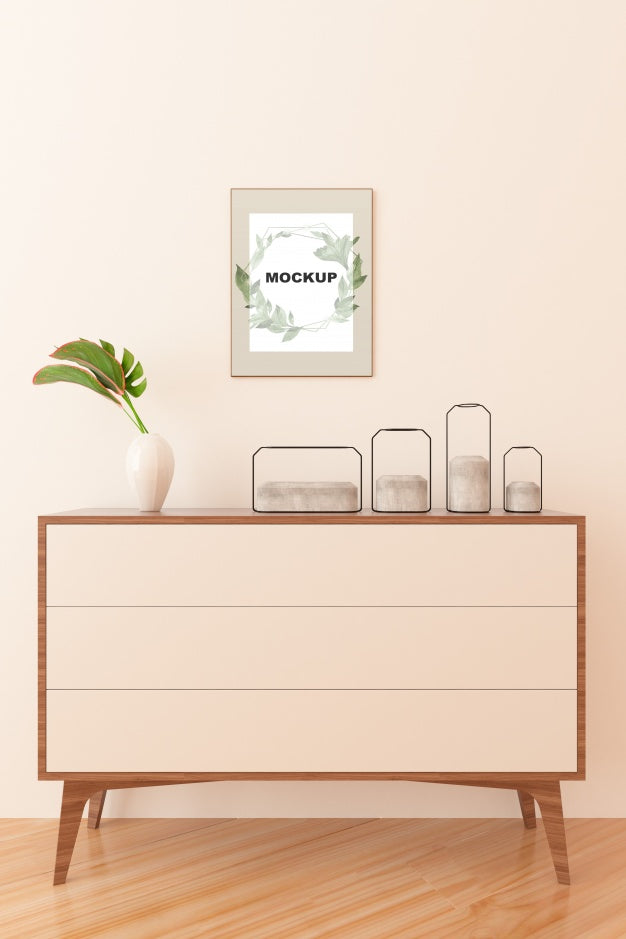 Frame Mockup Above Cupboard Psd