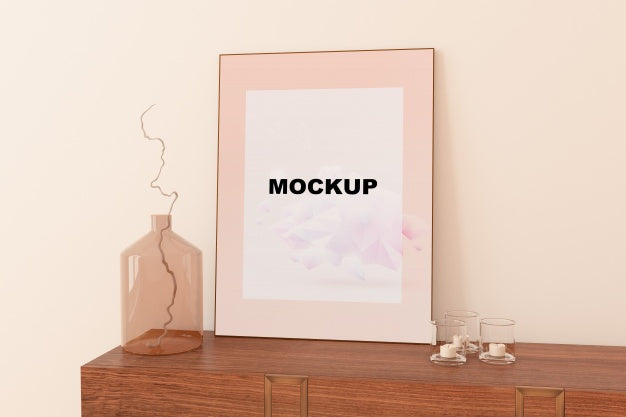 Frame Mockup Above Cupboard Psd