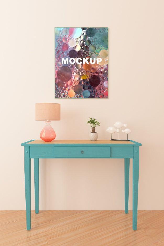 Frame Mockup Above Little Table Psd
