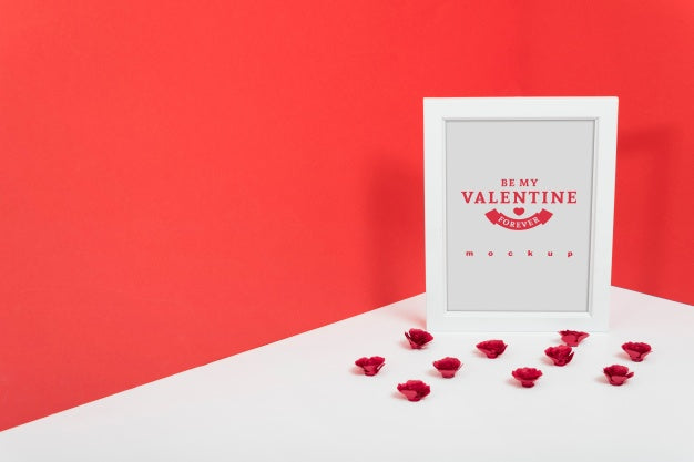 Frame Mockup In Corner For Valentine Psd