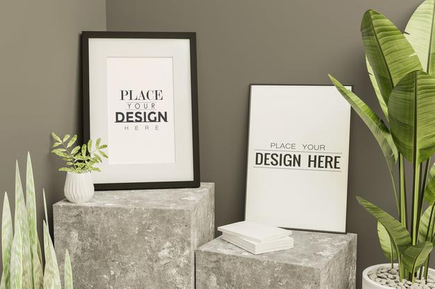 Frame Mockup In Living Room Interior Psd
