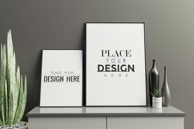 Frame Mockup In Living Room Interior Psd