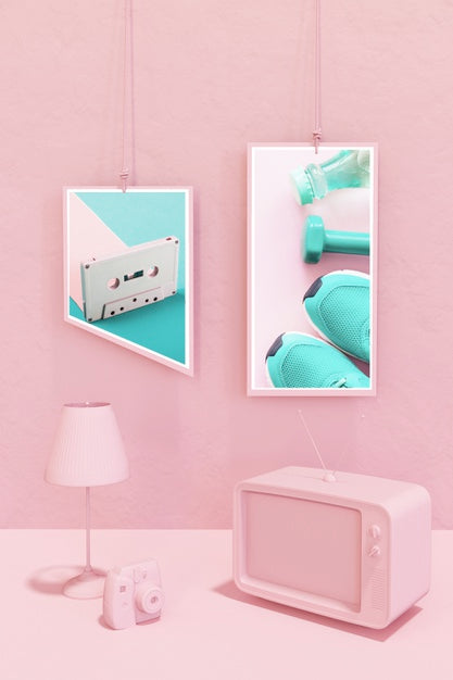 Frame Mockup In Pink Pop Style Psd