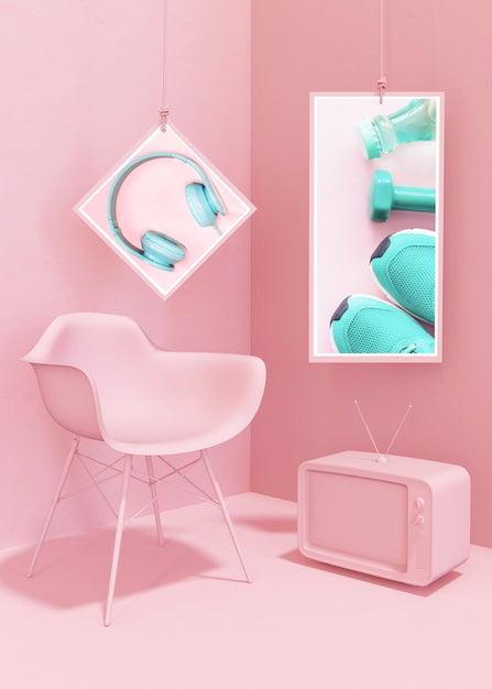Frame Mockup In Pink Pop Style Psd