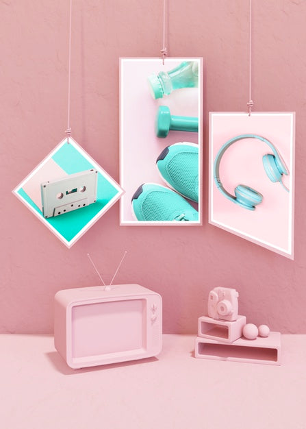 Frame Mockup In Pink Pop Style Psd