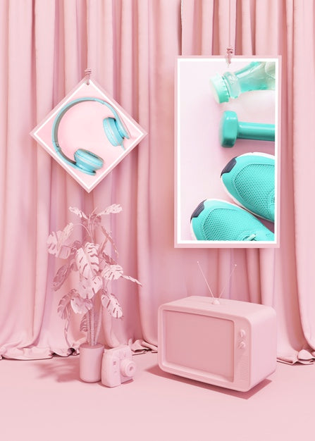 Frame Mockup In Pink Pop Style Psd