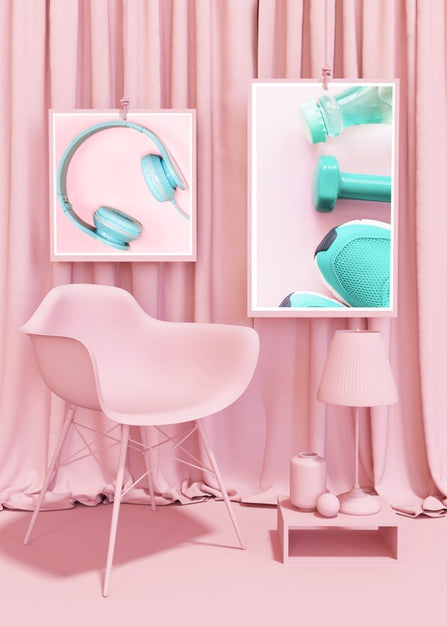 Frame Mockup In Pink Pop Style Psd