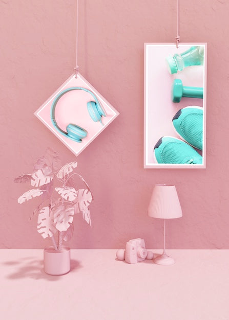 Frame Mockup In Pink Pop Style Psd