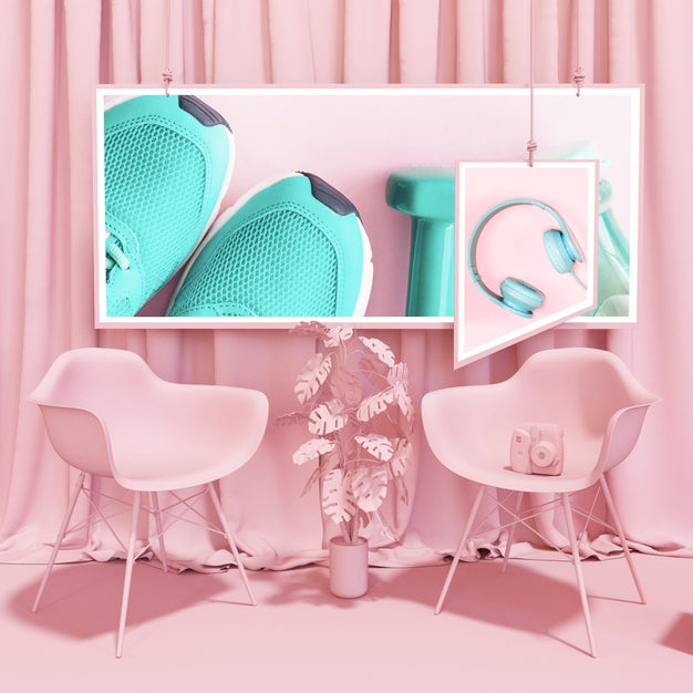 Frame Mockup In Pink Pop Style Psd