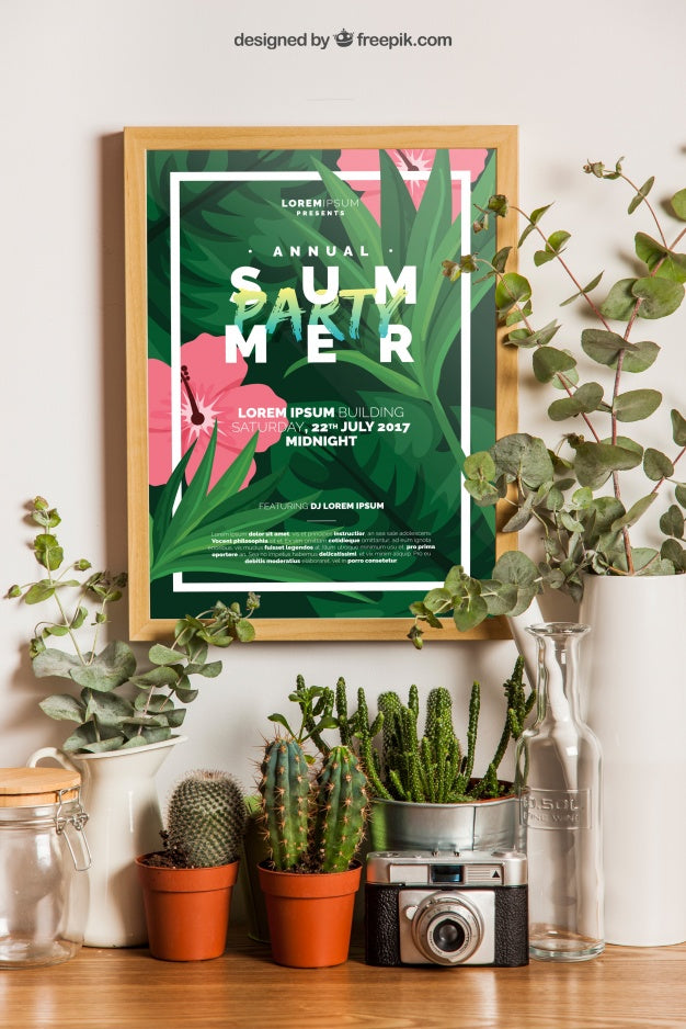 Frame Mockup In Summer Concept Psd