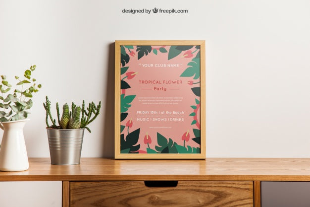 Frame Mockup On Desk Psd