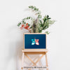 Frame Mockup On Stool With Flowers Psd