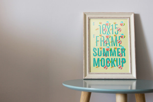 Frame Mockup On Table Psd