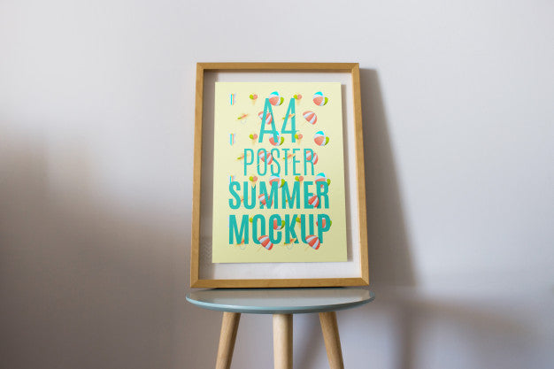 Frame Mockup On Table Psd