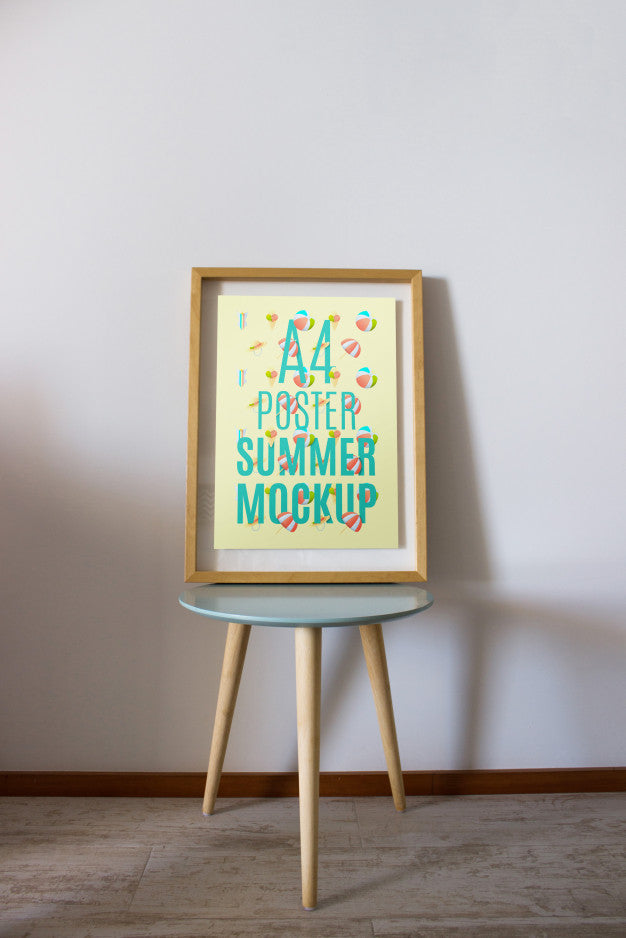 Frame Mockup On Table Psd