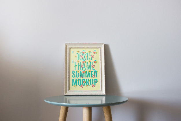 Frame Mockup On Table Psd