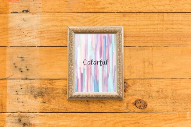 Frame Mockup On Wooden Background Psd