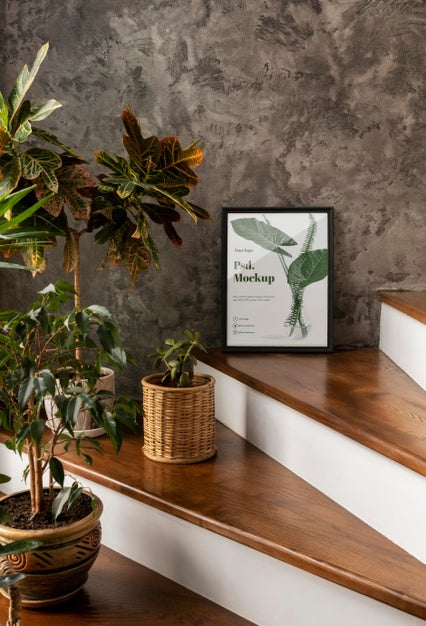 Frame Mockup Surrounded By Plants Psd