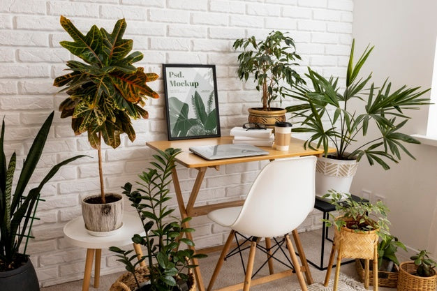 Frame Mockup Surrounded By Plants Psd