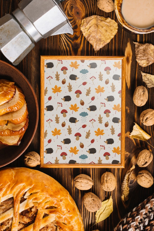 Frame Mockup With Autumn Concept Psd