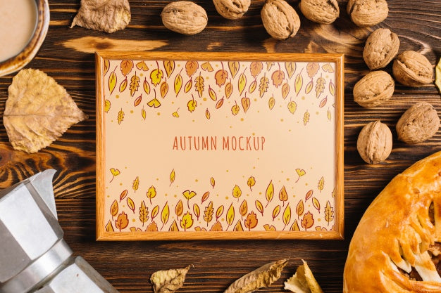Frame Mockup With Autumn Concept Psd