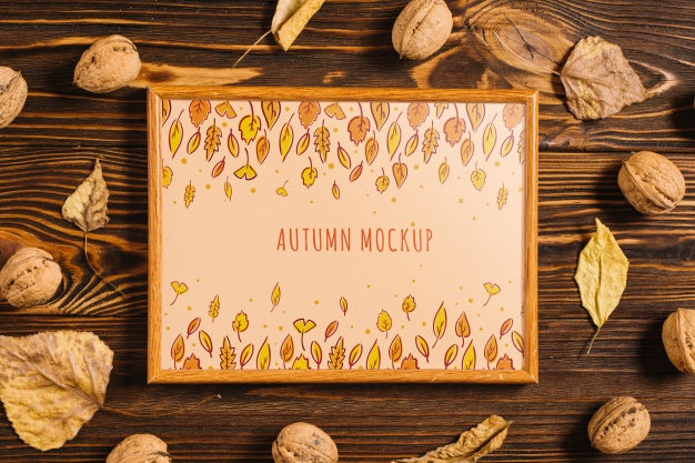 Frame Mockup With Autumn Concept Psd