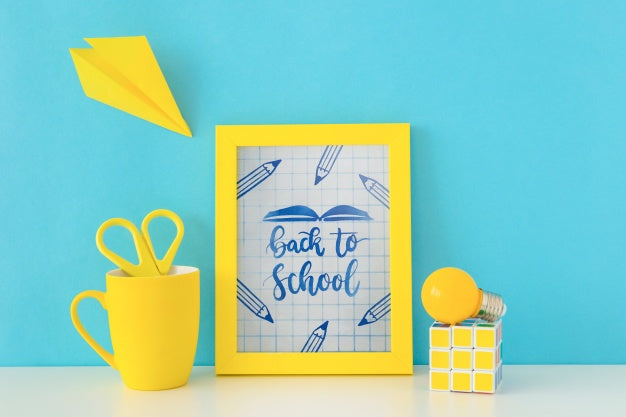 Frame Mockup With Back To School Concept Psd