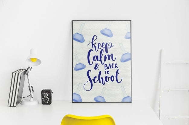 Frame Mockup With Back To School Concept Psd