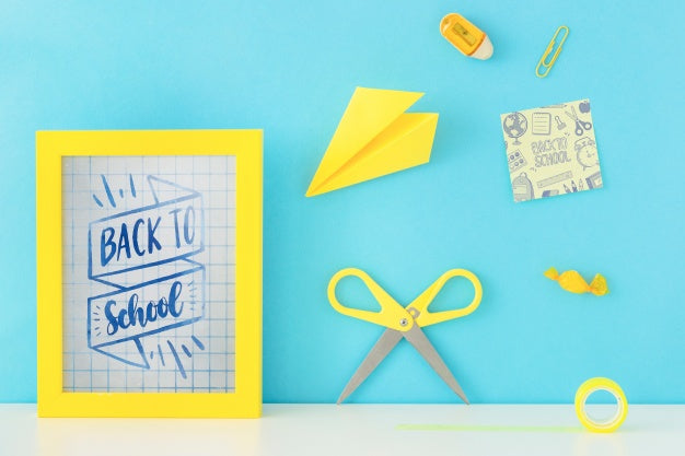 Frame Mockup With Back To School Concept Psd