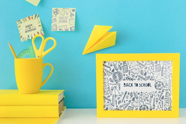 Frame Mockup With Back To School Concept Psd