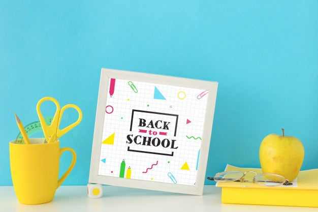 Frame Mockup With Back To School Concept Psd