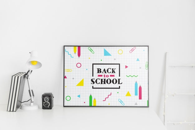 Frame Mockup With Back To School Concept Psd