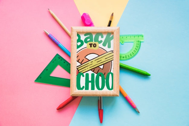 Frame Mockup With Back To School Concept Psd