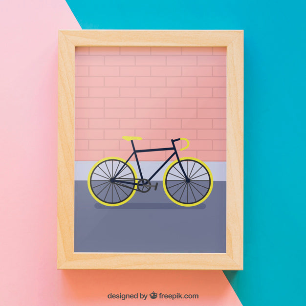 Frame Mockup With Bike Psd