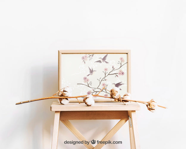 Frame Mockup With Branch Psd