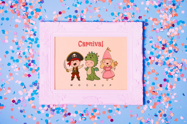 Frame Mockup With Carnival Concept Psd