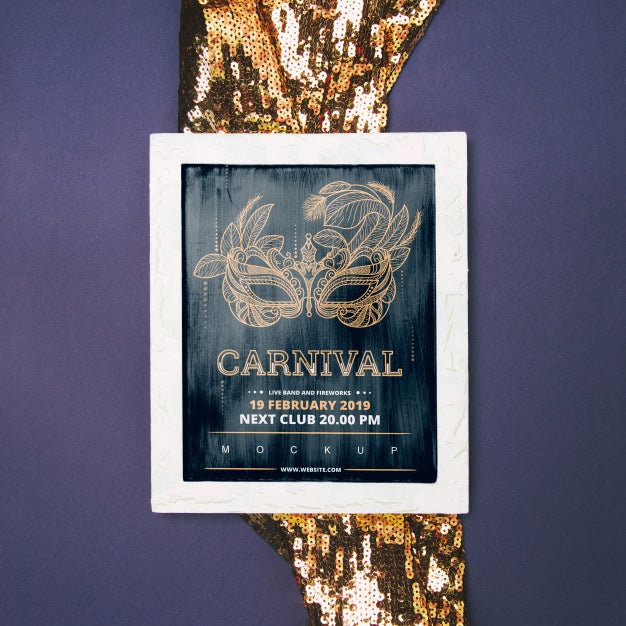 Frame Mockup With Carnival Concept Psd