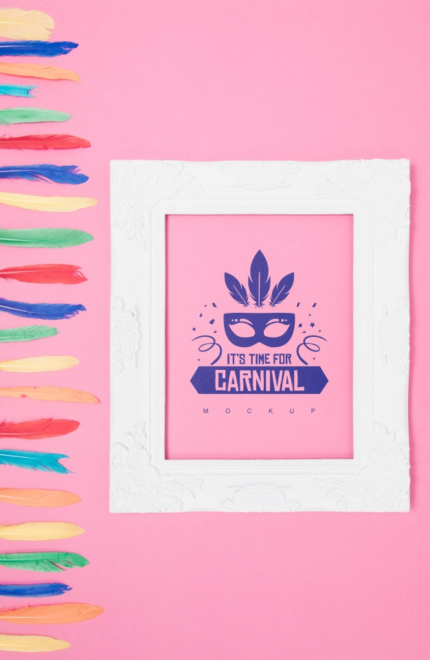 Frame Mockup With Carnival Concept Psd