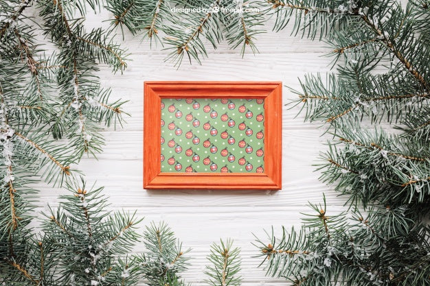 Frame Mockup With Christmas Design Psd
