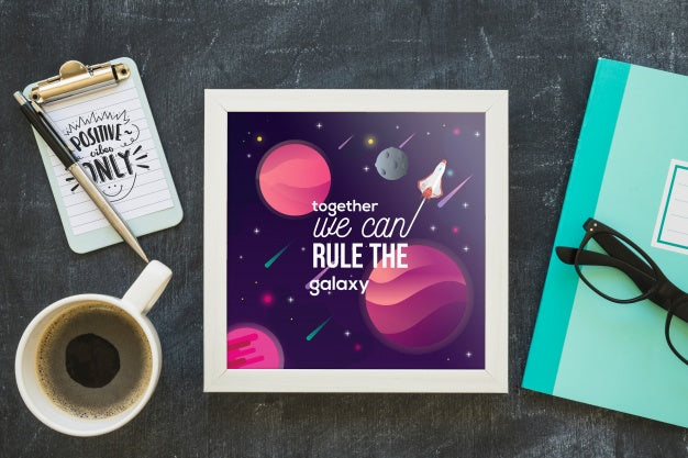 Frame Mockup With Coffee Psd