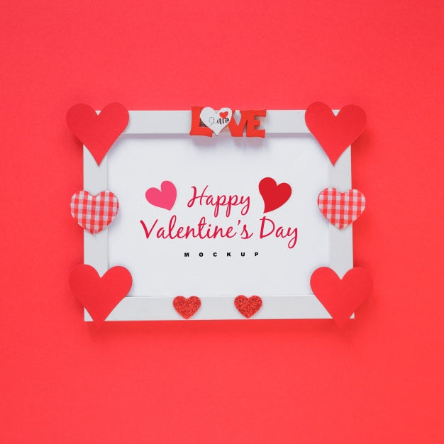 Frame Mockup With Composition Of Valentine Objects Psd