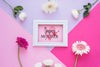 Frame Mockup With Flat Lay Mothers Day Composition Psd