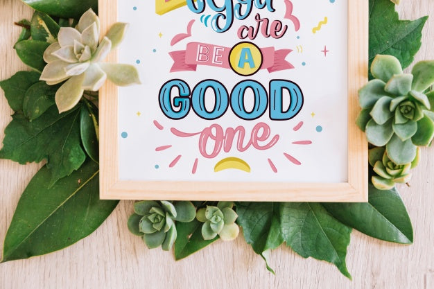 Frame Mockup With Floral Decoration Psd